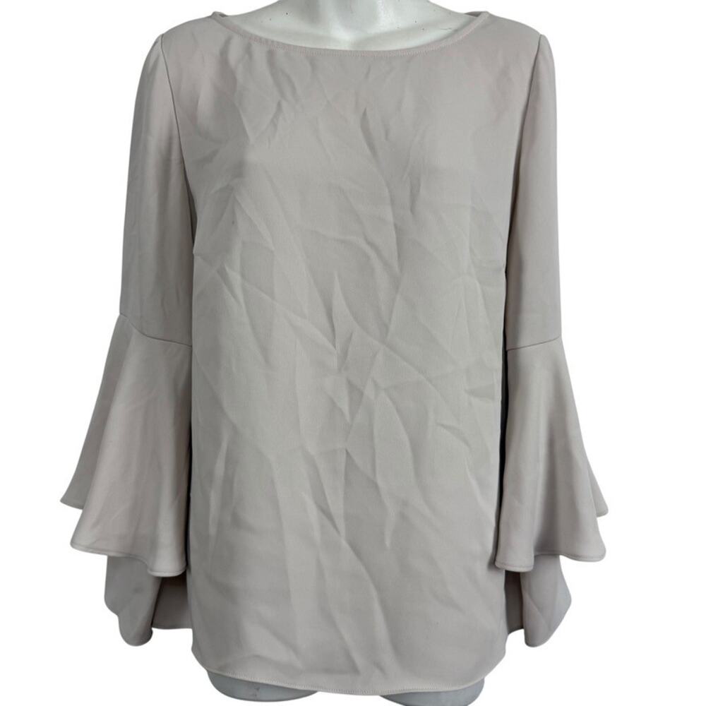 Chicos Bell Flare Sleeve Ecru Neutral Blouse Top Shirt Career sz 0 / 4 / 6 - Picture 1 of 16